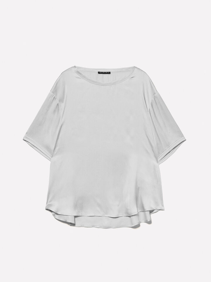 Beige oversized satin blouse - women's blouses - Beige | Sisley image number 5